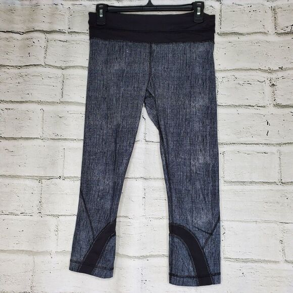 Lululemon Inspire Crop II Luxtreme Burlap Texture Black White Dune 6 Leggings - Picture 1 of 11
